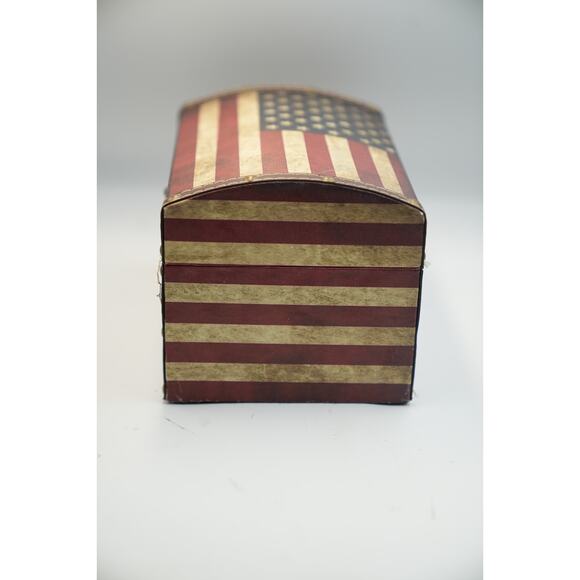 Vintage‎ American Flag Storage Chest Box Patriotic Decor 12"x7"x8" Rustic Metal - Picture 5 of 16